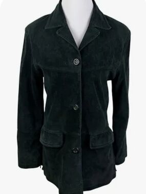 Vintage Jessica Holbrook Washable Suede Black Leather Jacket